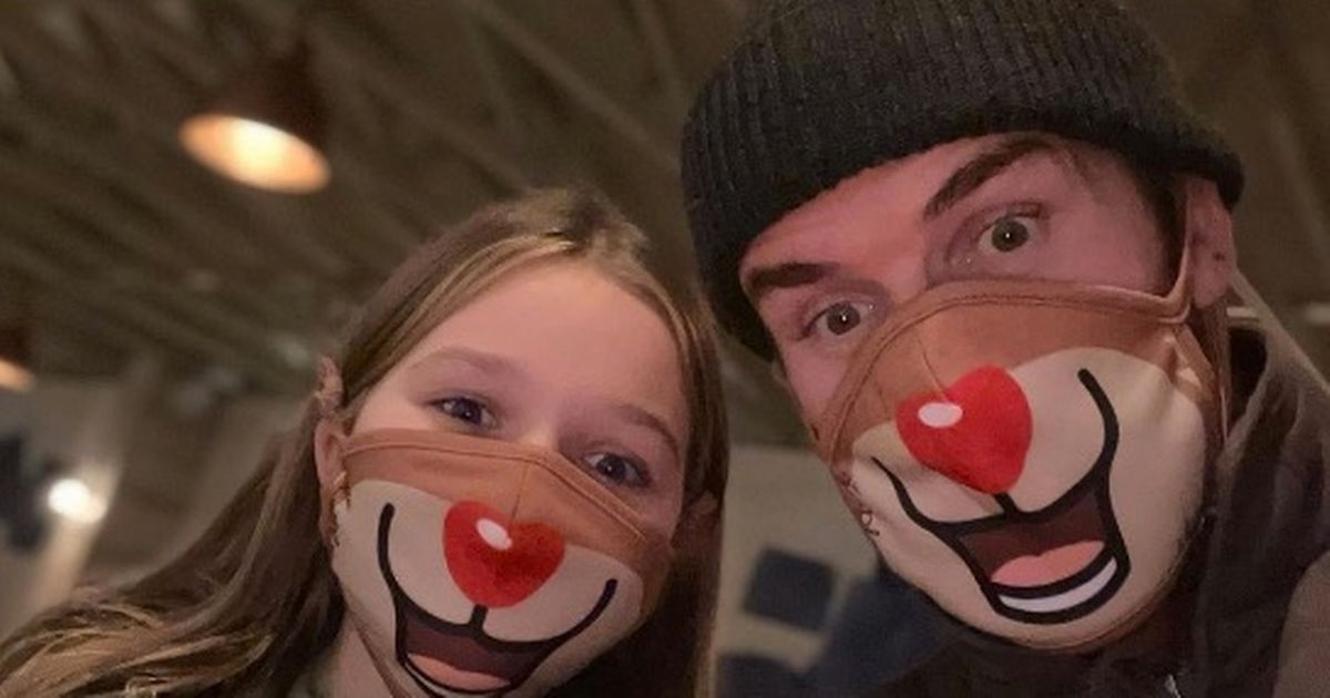 David Beckham and Harper wear matching Rudolph face masks on Lapland trip