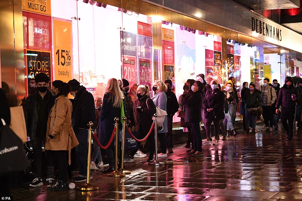 Londoners (on Oxford Street, pictured) were given just eight hours to buy their Christmas essentials before all non-essential shops closed under Tier 4 rules