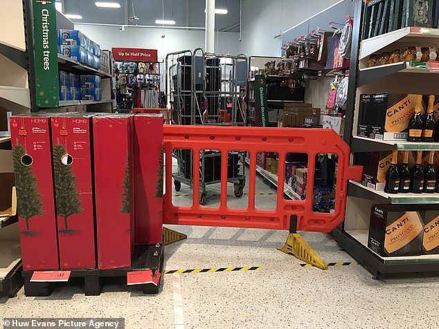Clothing and Christmas decorations were among the areas cut off to shoppers at Sainsbury's in Pontypridd