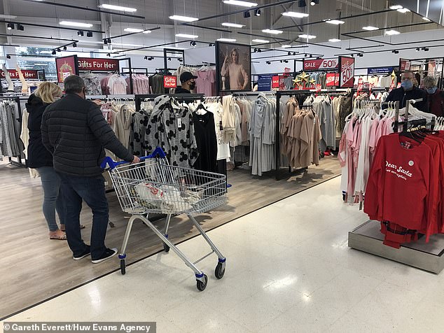 But it seems not all supermarkets are blocking off sections of their store, as shoppers were seen browsing the clothes, toys and homeware aisles at Tesco Extra in Cardiff. Tesco are following the Government's guidelines