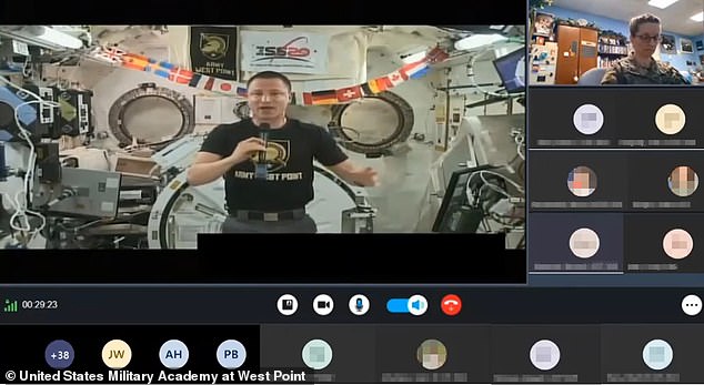 It's not clear how the cheating took place. Poictured: Remote learning students talking to NASA astronaut Col. Drew Morgan, a member of the class of 1998