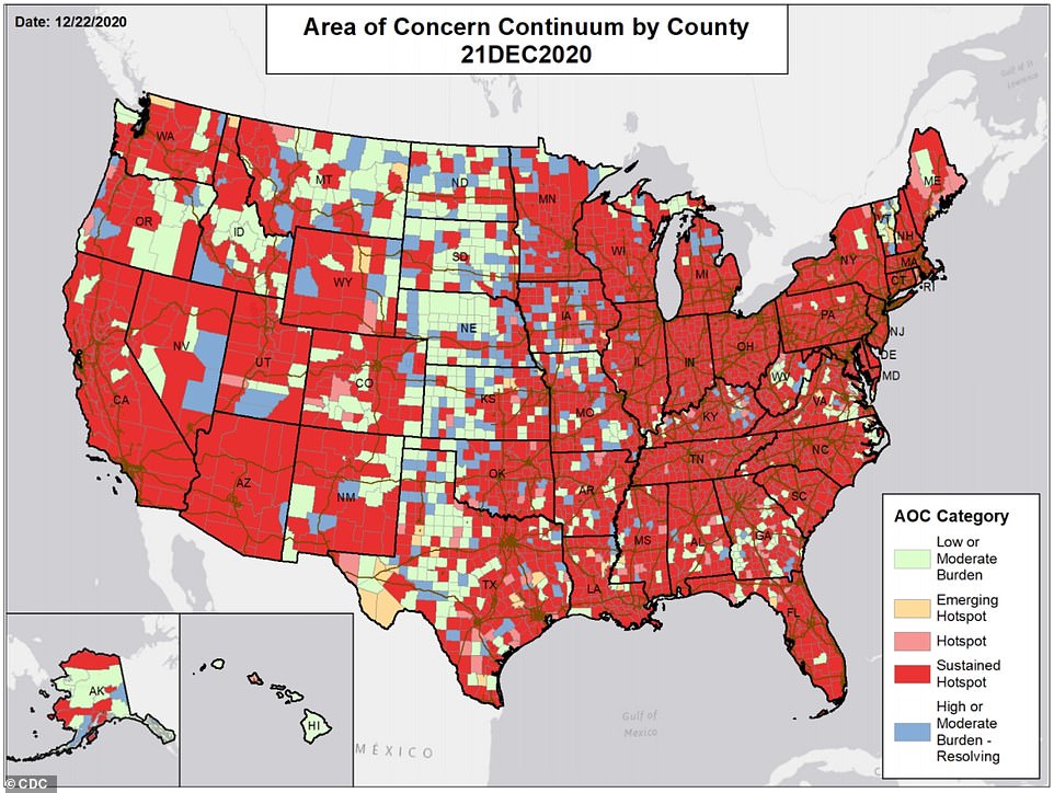 This map, which is included in the latest community report from the White House COVID-19 Task Force, tracks areas of concern on a county level across the country. The majority of counties currently fall into the 'sustained hotspot' category, which means they are communities that have a high number of cases and may be at an even higher risk of overwhelming their local hospitals