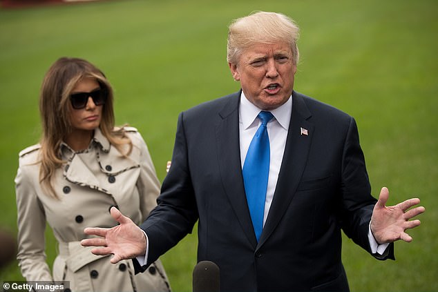 The unfounded body double theory began in October 2017 when Twitter users zeroed in on footage of Melania standing behind her husband as he spoke to reporters