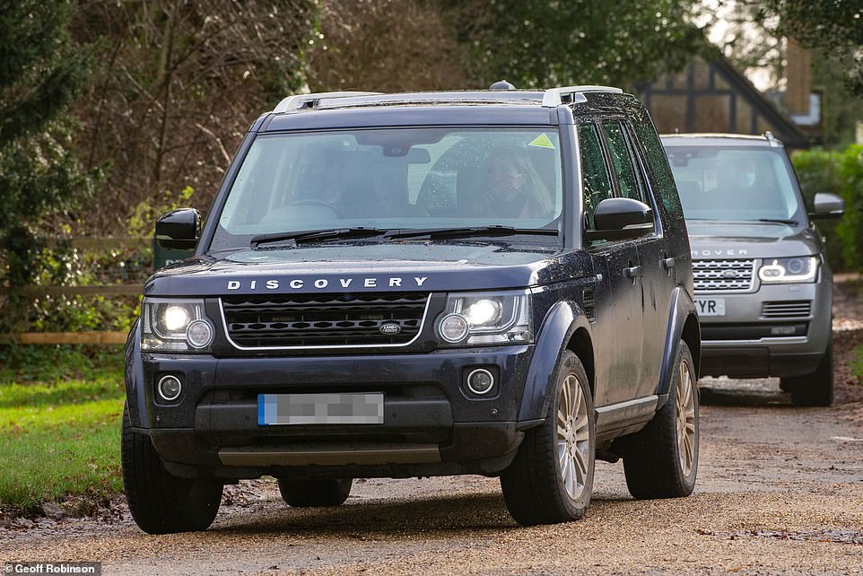 The family drove to the church at 11am in a Land Rover Discovery and attended morning service with other members of a pre-registered public congregation