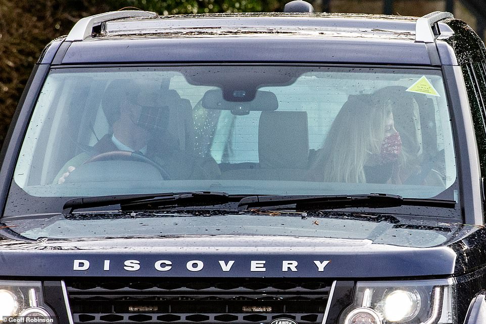 The family drove to the church at 11am in a Land Rover Discovery before leaving to go back to Sandringham