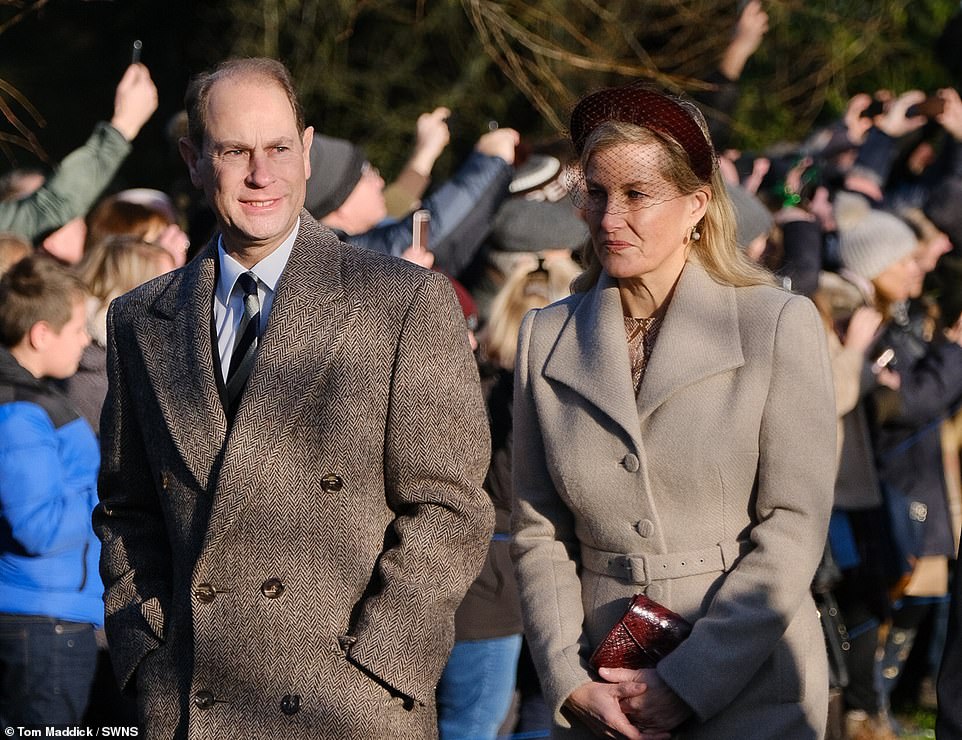 Prince Edward and Sophie, Countess of Wessex, attend the annual Christmas church service for the Royals at Sandringham last year