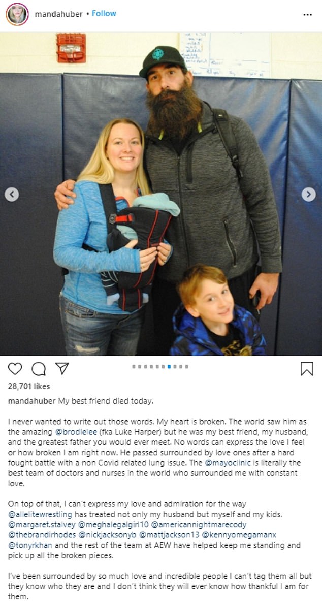 Survived by: He was surrounded by loved ones, including wife Amanda Huber (also known by her wrestling persona Synndy Synn), who took to Instagram with a tribute to the father of their two sons