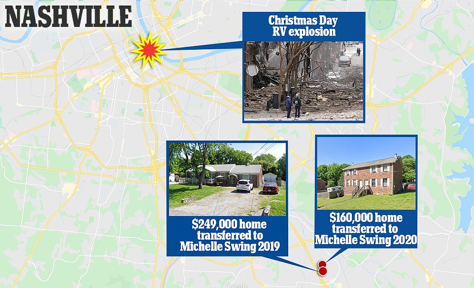 The two properties are located just a 15 minute drive from the street in downtown Nashville where the bomb exploded