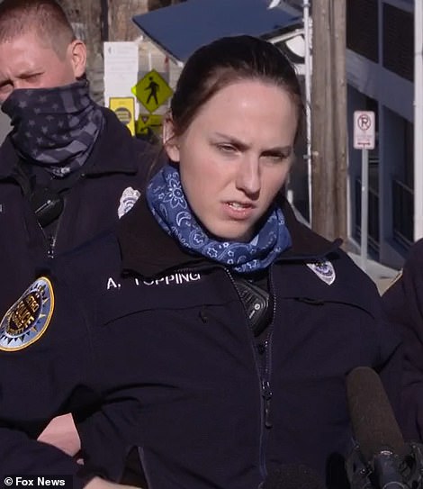 Officers Amanda Topping (pictured) talked about running for cover when the bomb went off