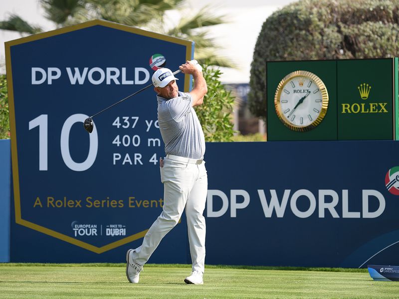 Lee Westwood in action at the DP World Tour Championship in Dubai