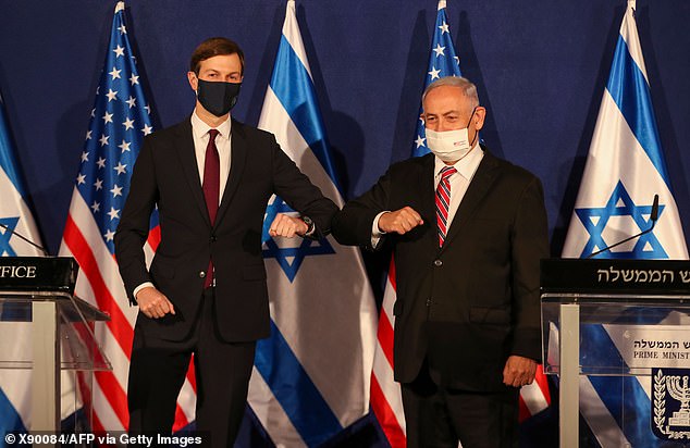 Jared Kushner is pictured with Benjamin Netanyahu on December 21 in Jerusalem