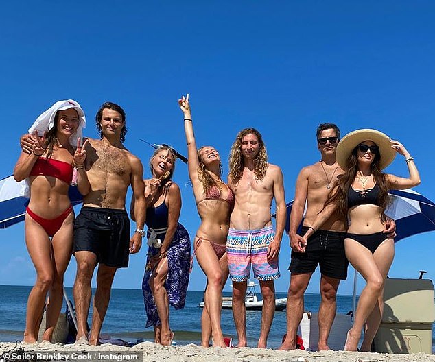The family sure likes to show some skin: Alexa is seen far right on July 3; also in this snap is, from left, Nina Agdal, Jack, Christie, Sailor, her beau and Alexa's fiance Ryan Gleason