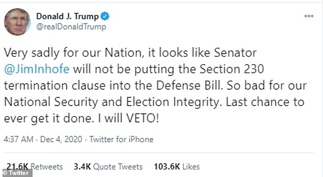 A Donald Trump veto on Defense bill on base names will be overridden