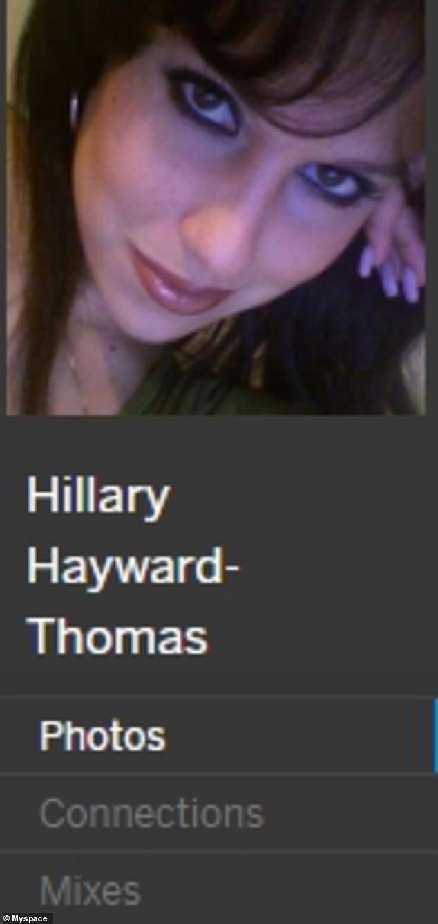 DailyMail.com has discovered Hilaria proudly displayed her given name Hillary Hayward-Thomas on her MySpace page alongside sultry selfies