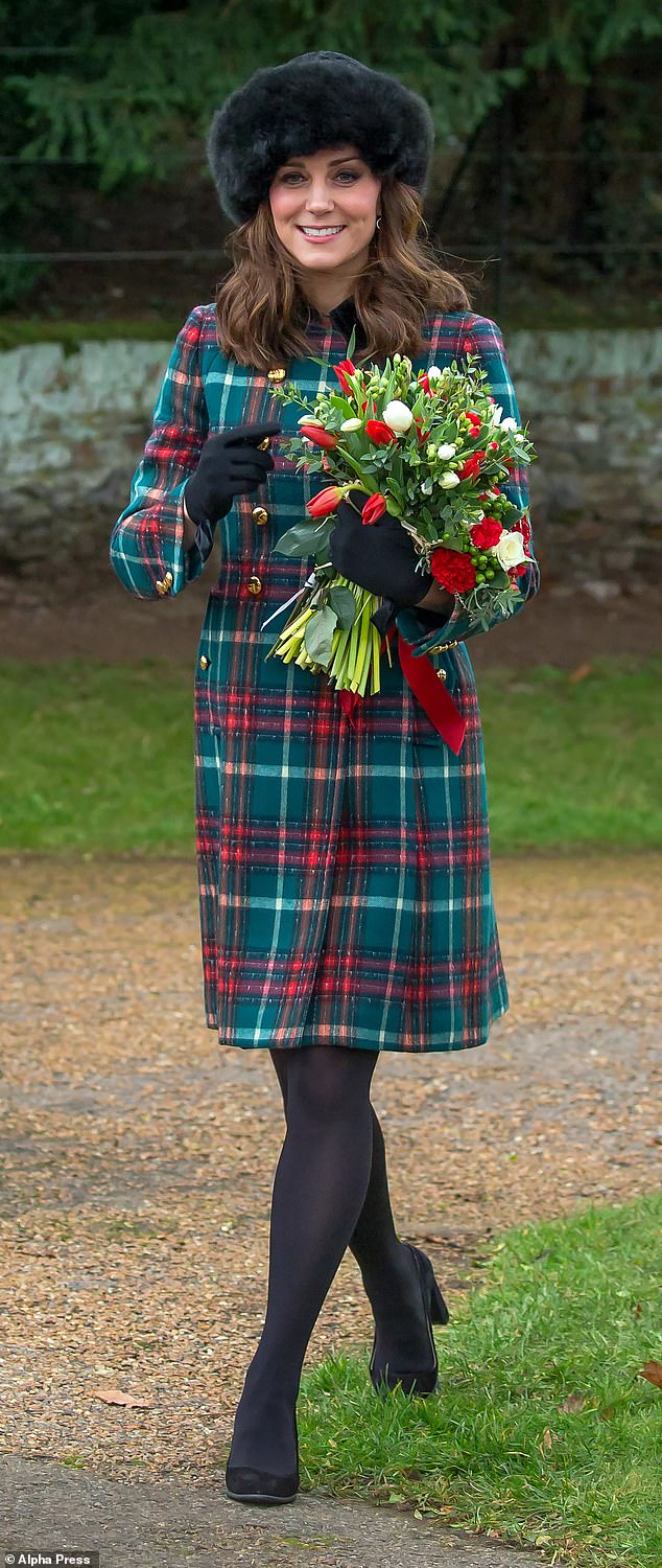 Kate Middleton at a Christmas Day service held at Sandringham Church in Norfolk