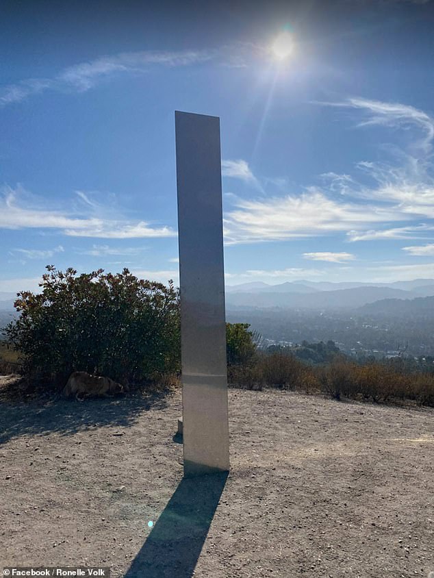Metal pillar suddenly appears on top of California’s Pine Mountain