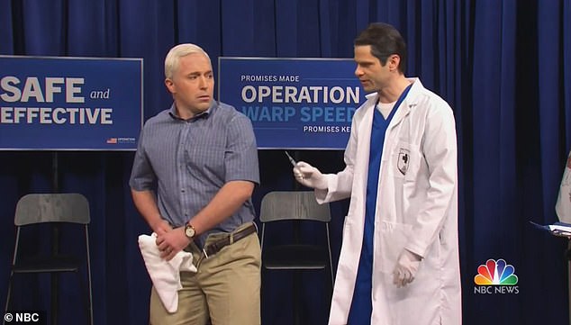 Mike Pence gets his COVID shot as Trump’s ‘human shield’ on SNL