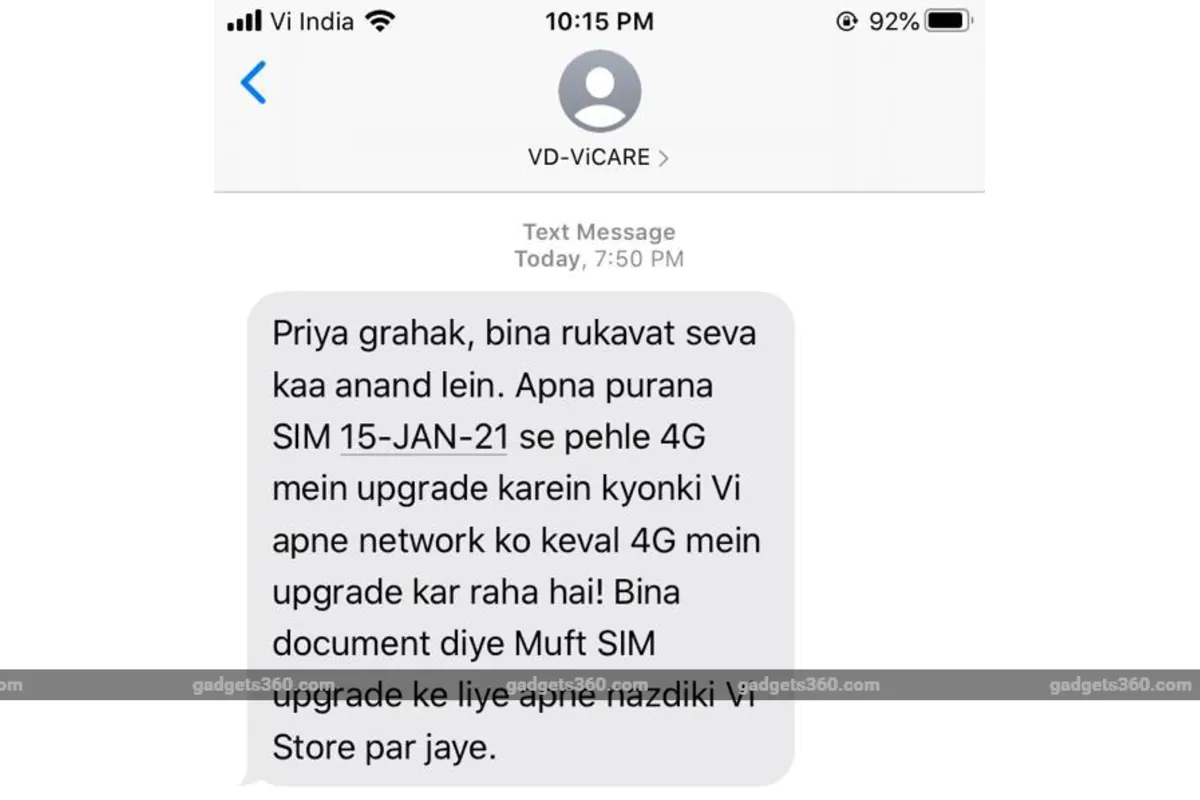 vi 3g 4g upgrade delhi circle image gadgets 360 Vi  Vodafone Idea