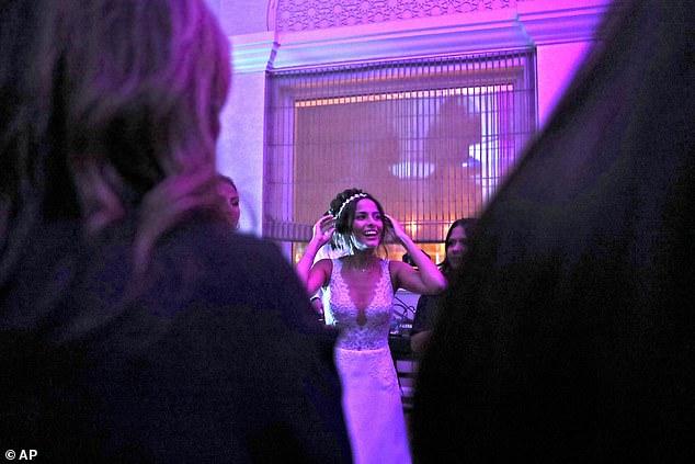 Israeli bride Noemie Azerad at her wedding party at a hotel in Dubai, United Arab Emirates, on December 17