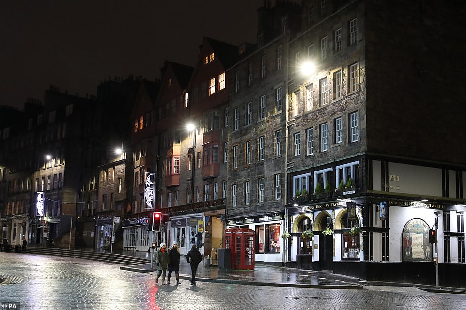 EDINBURGH: Scotland's traditional Hogmanay celebrations have been moved online this year leaving streets deserted (pictured), with First Minister Nicola Sturgeon earlier warning people to celebrate 'responsibly and in line with the restrictions'
