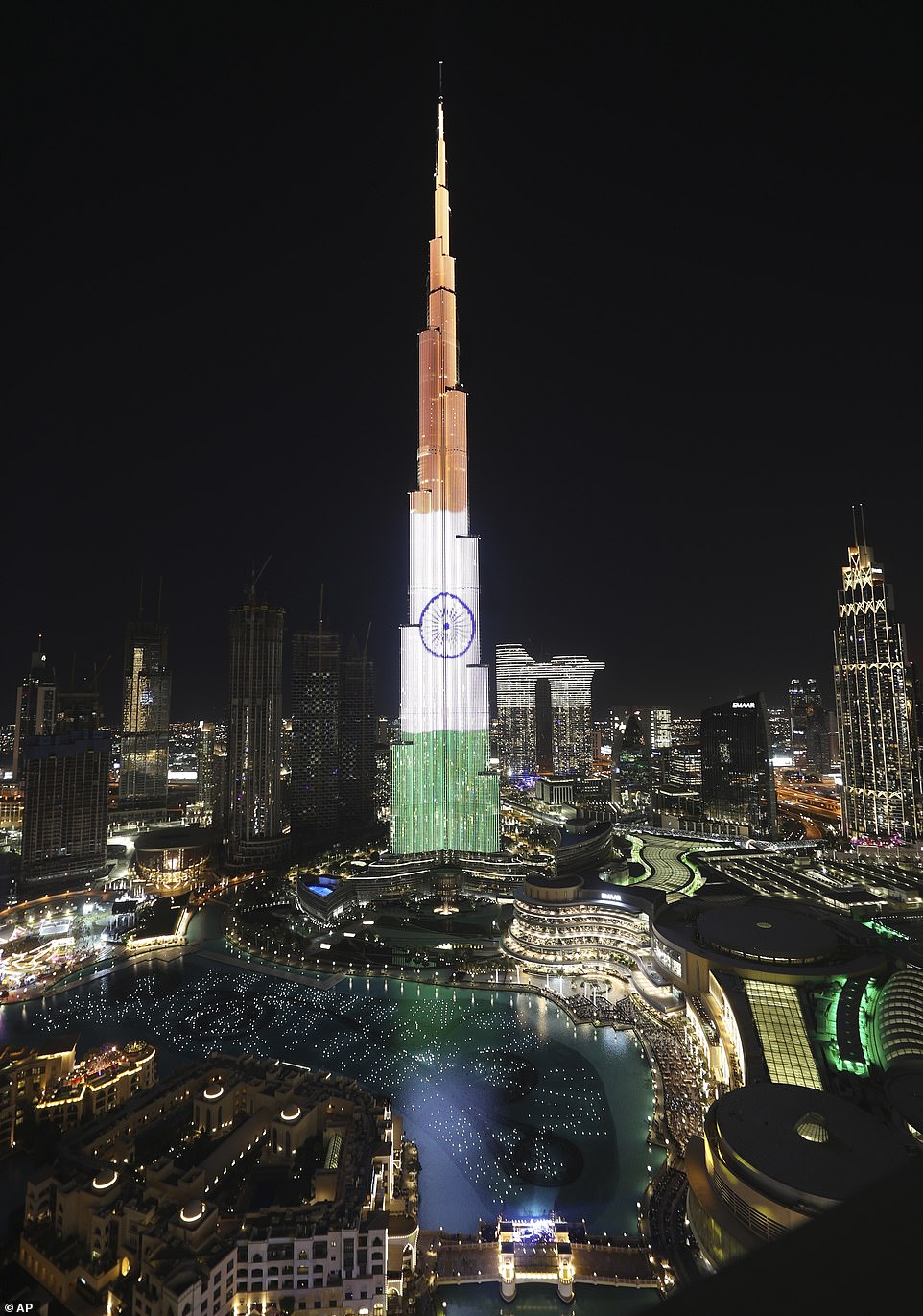 DUBAI: Dubai celebrates the New Year in India by reflecting its national flag on the Burj Khalifa, the world's tallest building. India and the United Arab Emirates share close ties in many sectors