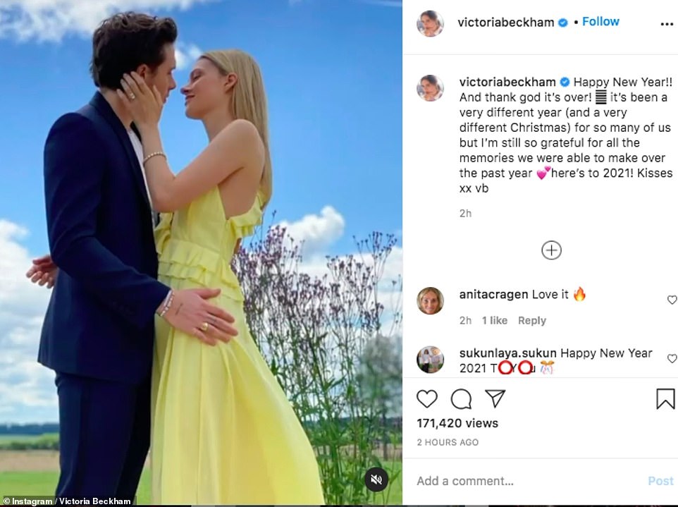 'Thank God it's over!' Victoria said she was 'so grateful' for the memories that were made in 2020 as she shared her video, which included her son Brooklyn's engagement to Nicola Peltz