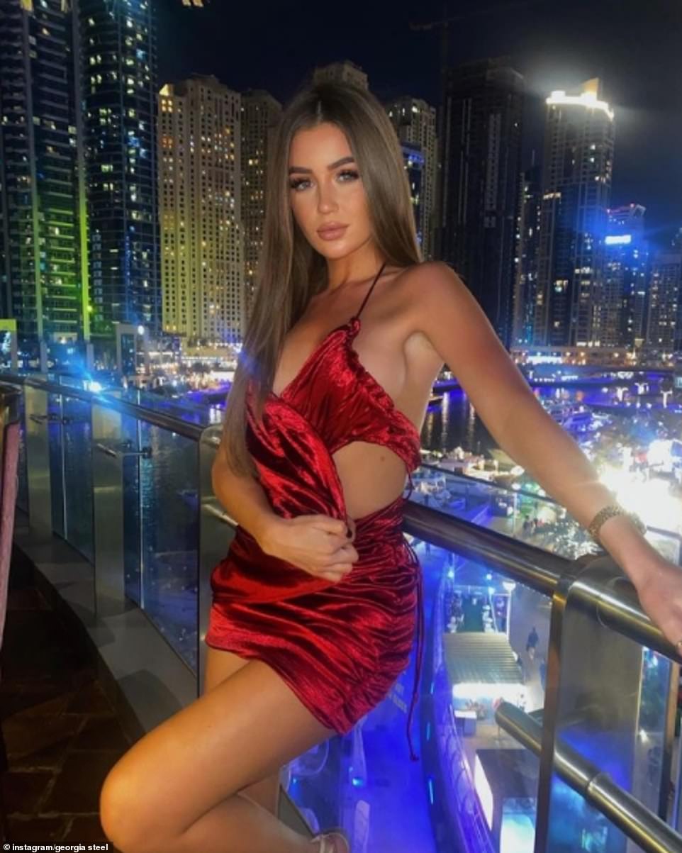 Stunning: Georgia Steel is celebrating New Year's Eve with her pals in Dubai as she shared a hoard of glamorous snaps to Instagram on Thursday