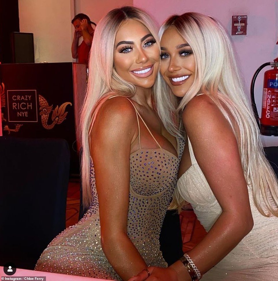 Glowing into the New Year! Chloe Ferry looked radiant in a jewelled dress as she celebrated with her pal Bethan Kershaw