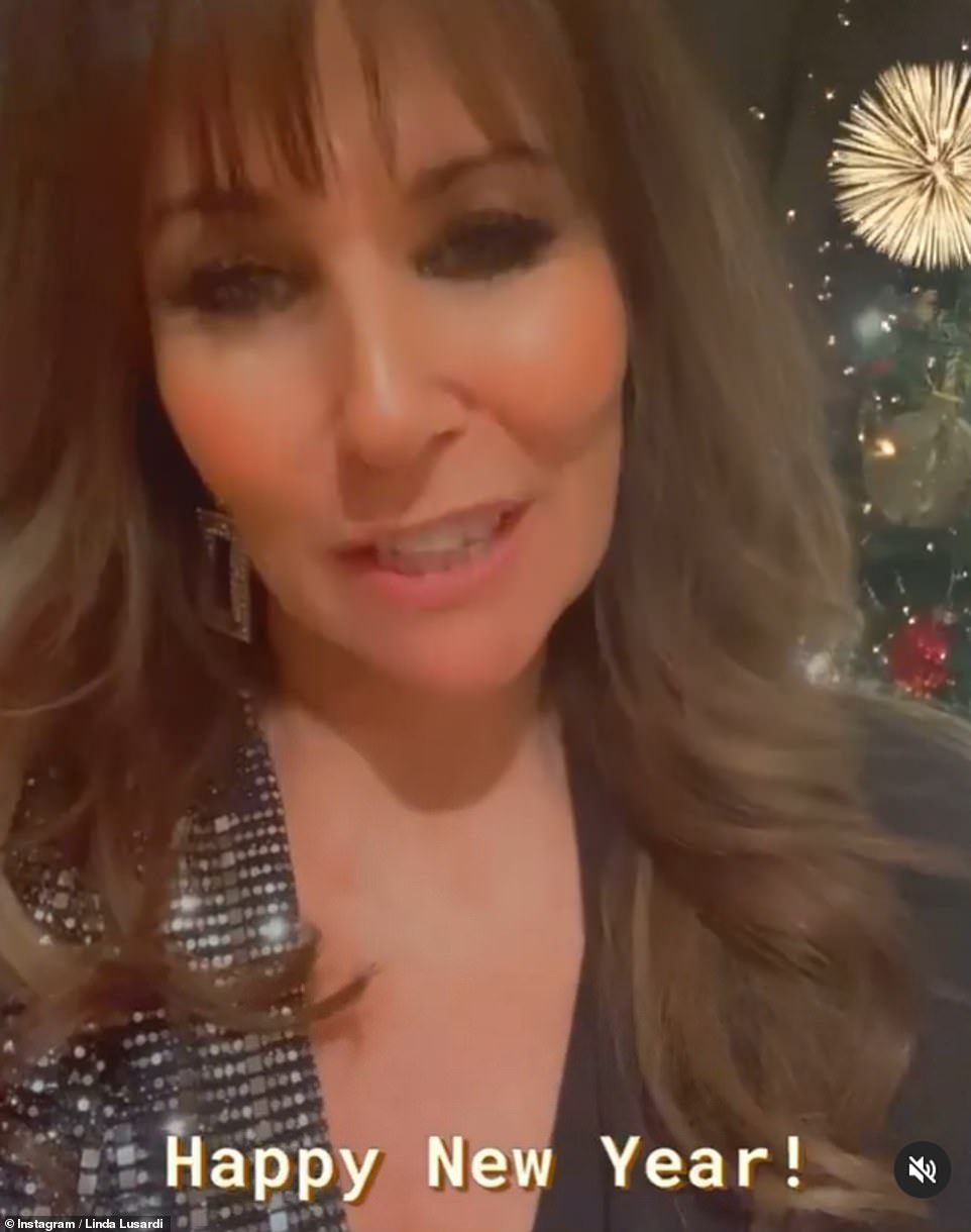 Happy New Year! Linda Lusardi also embraced the celebratory feeling in a sparkling dress