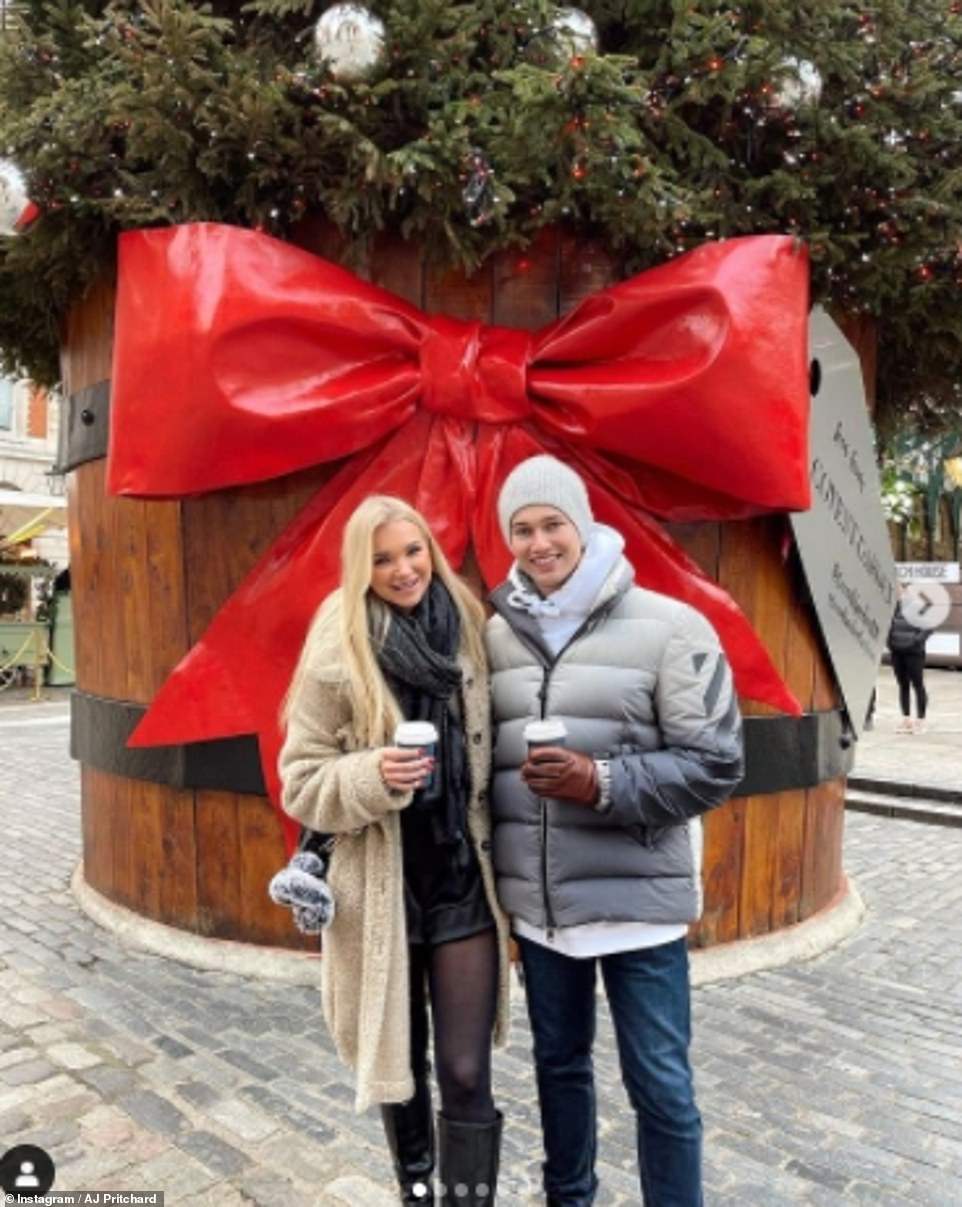 Final bit of festivities: AJ also took to Instagram to say he'd spent the last day of 2020 enjoying a stroll in Covent Garden, London, with his girlfriend Abbie Quinnen