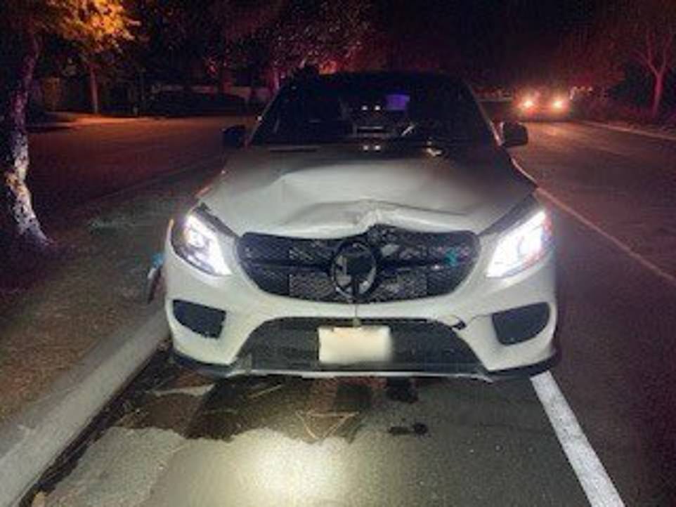 The Mercedes that struck and killed two brothers. Investigators said street racing may have been involved in the crash, which took place at 7.10pm on September 29 at the intersection of Triunfo Canyon Road and Saddle Mountain Drive