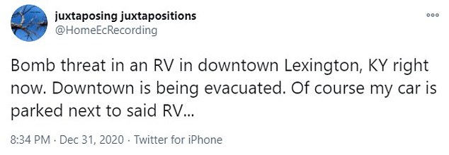 A witness in the area shared on Twitter that their vehicle was parked by the RV in question