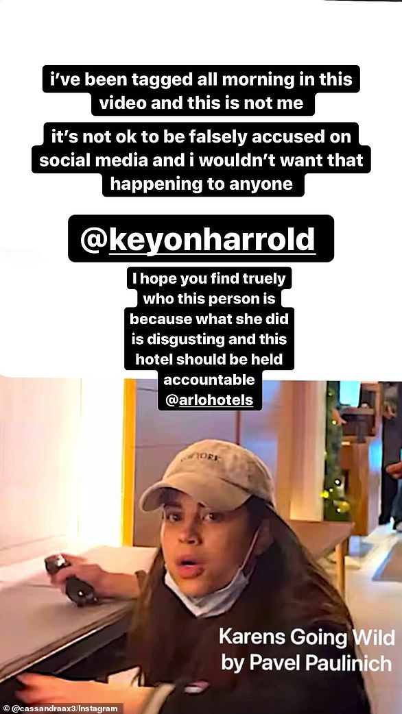 ¿I¿ve been tagged all morning in this video and this is not me,¿ she wrote on her Instagram account on Sunday. ¿It¿s not ok to be falsely accused on social media and I wouldn¿t want that happening to anyone.