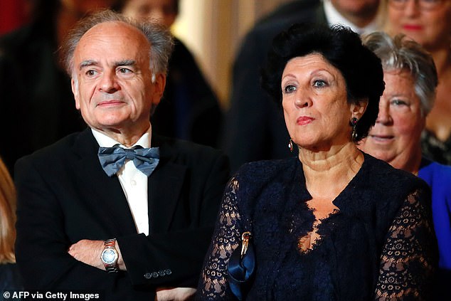 Jean-Michel Macron (pictured in 2017 with Francoise Nogues-Macron), 70, spoke publicly about his son for the first time since he entered office in 2017 and denounced him as a 'self-serving' politician