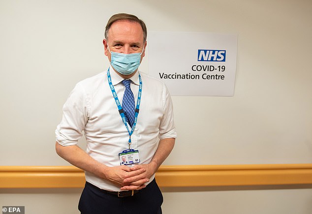 It comes as doctors say they will defy Government orders to give a second jab to elderly patients who were promised them when they got their first shot. Pictured: NHS England chief Sir Simon Stevens