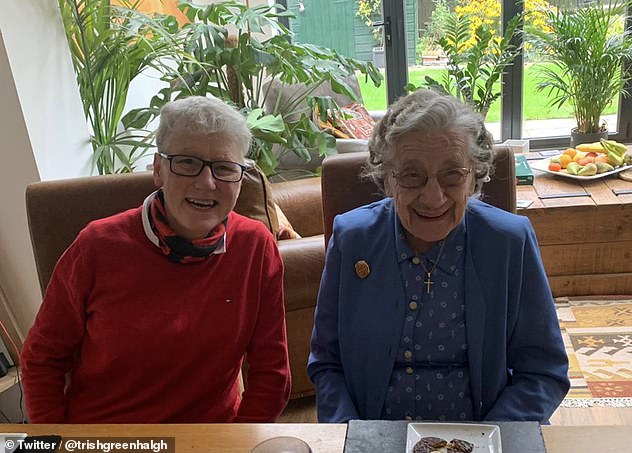 Oxford University professor Trish Greenhalgh has revealed her mother (pictured together) has died from Covid days before she was due to be vaccinated