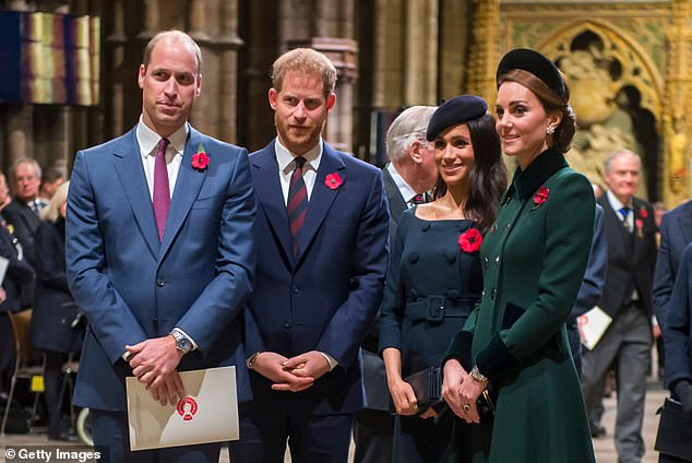 Prince William, Prince Harry, Meghan Markle and Kate at Wesminster Abbey in November 2018