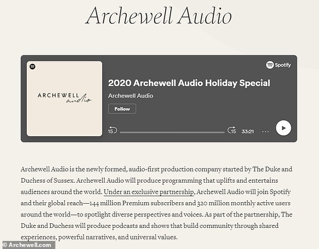 Earlier this week, Harry and Meghan released their debut Spotify podcast on Tuesday which saw them chat about 'the power of connection', 'empathy' and 'collective mental health'. This is featured on the newly-updated Archewell website