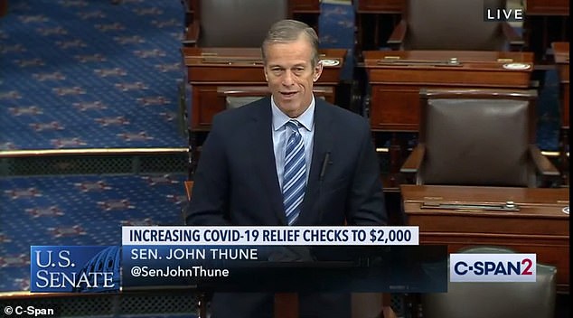 Thune, who's the Senate's top Republican after Senate Majority Leader Mitch McConnell, spoke Friday on the Senate floor and explained why he objected to the $2,000 relief checks