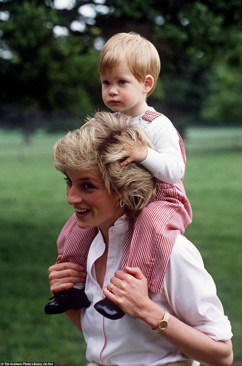 While it bears the above picture of Diana, and Harry describes himself as 'his mother's son' on the site, there is no photograph or mention of his father Charles