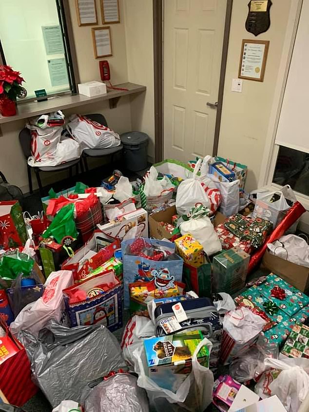 After word spread about the incident among the local community and beyond, the lobby of the Hinckley Police Department became flooded with clothes and gifts for the boy