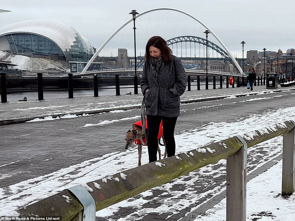 A light smattering of snow has started to melt across the Newcastle Quayside this morning following overnight showers