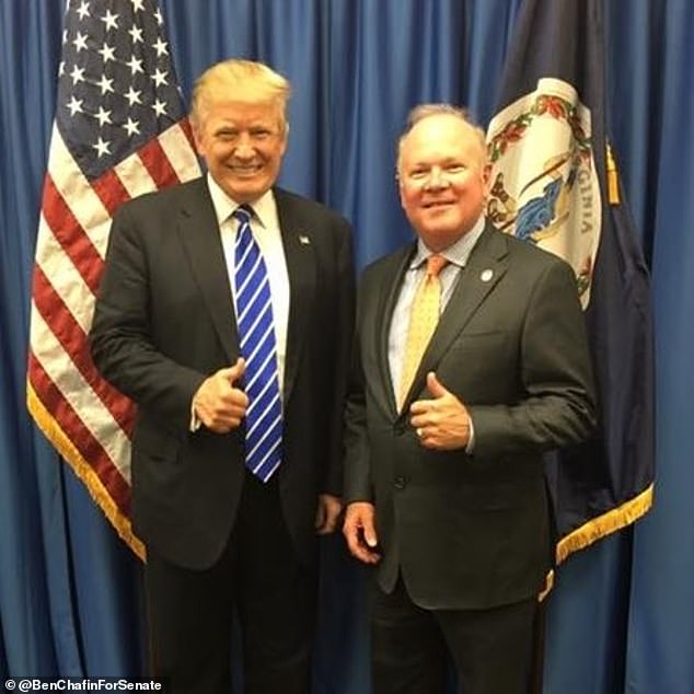 Pictured: Chafin poses for a picture with President Donald Trump during a campaign