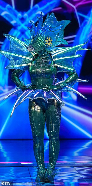 Aquatic glam: The Spice Girl, 45, was revealed to be the Seahorse character on Saturday night's show