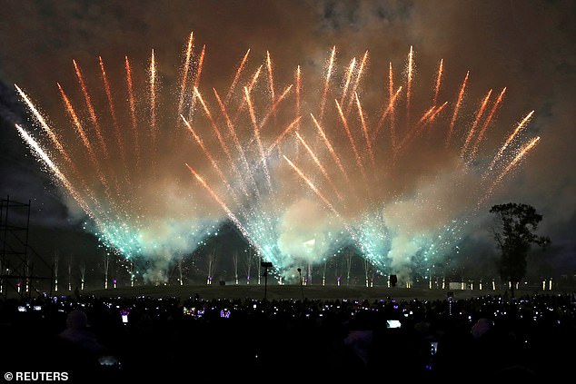 A fireworks display delighted the huge crowds gathered in the former virus hotspot to see in the New Year