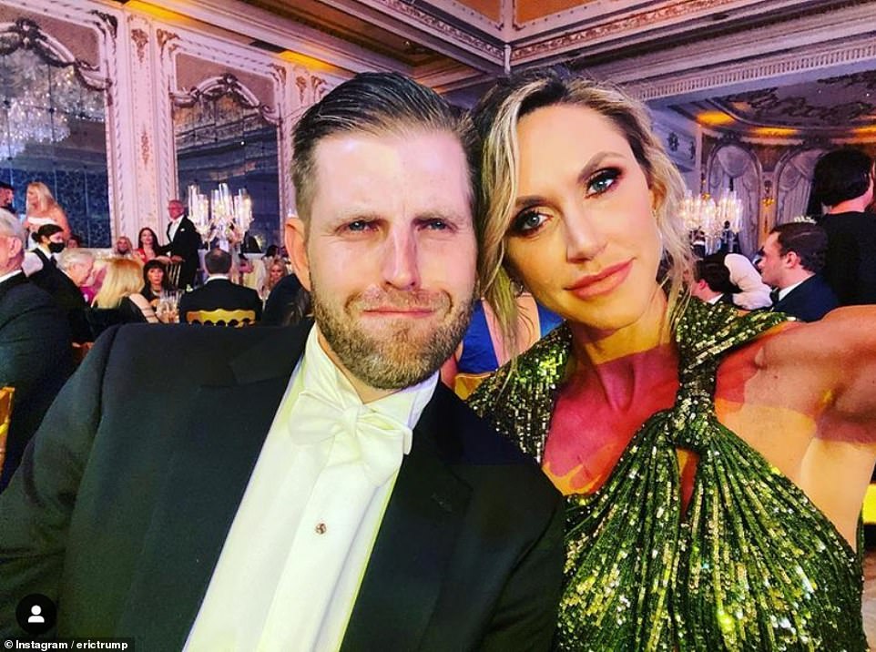 Eric Trump, 36, shared a photo alongside wife Lara as they celebrated the end of 2020 at the Palm Beach resort