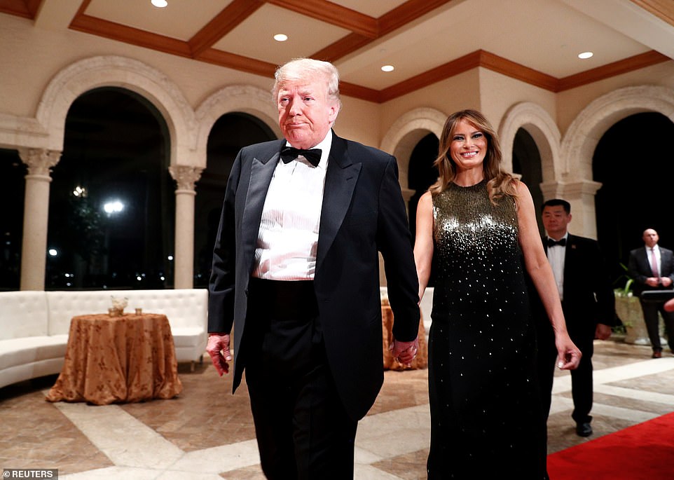 2019: President Trump and First Lady Melania Trump are pictured at last year's New Year's Eve party at Mar-a-Lago