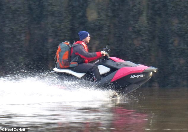The journey was the first time McLaughlan (pictured during the journey) had ever set foot on a jetski - and he thought it would only take 45 minutes