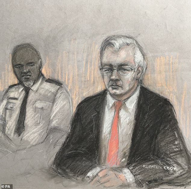 Assange faces 18 charges in the US relating to the 2010 release by WikiLeaks of 500,000 secret files detailing aspects of military campaigns in Afghanistan and Iraq (Above, a court sketch of Assange at the Old Bailey during a hearing in his extradition battle)