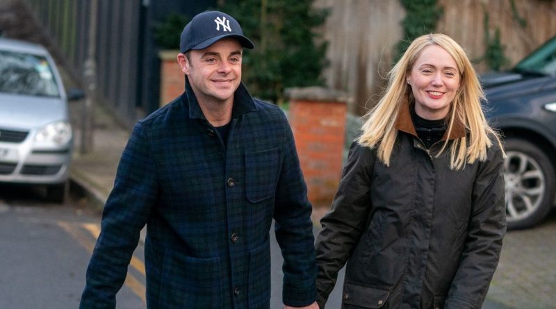 Newly-engaged Ant McPartlin and Anne-Marie Corbett hold hands after proposal